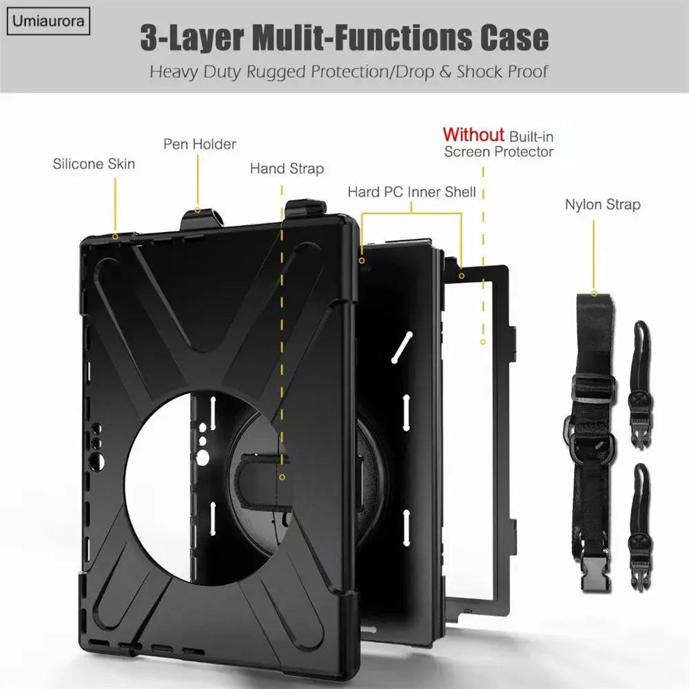 360 Rotating Hand Strap Kids Safe Shockproof Case for Microsoft Surface Pro 4 Pro 5 Pro 6 7 12.3" Surface Go 2 Pro X Cover Funda Avontic
