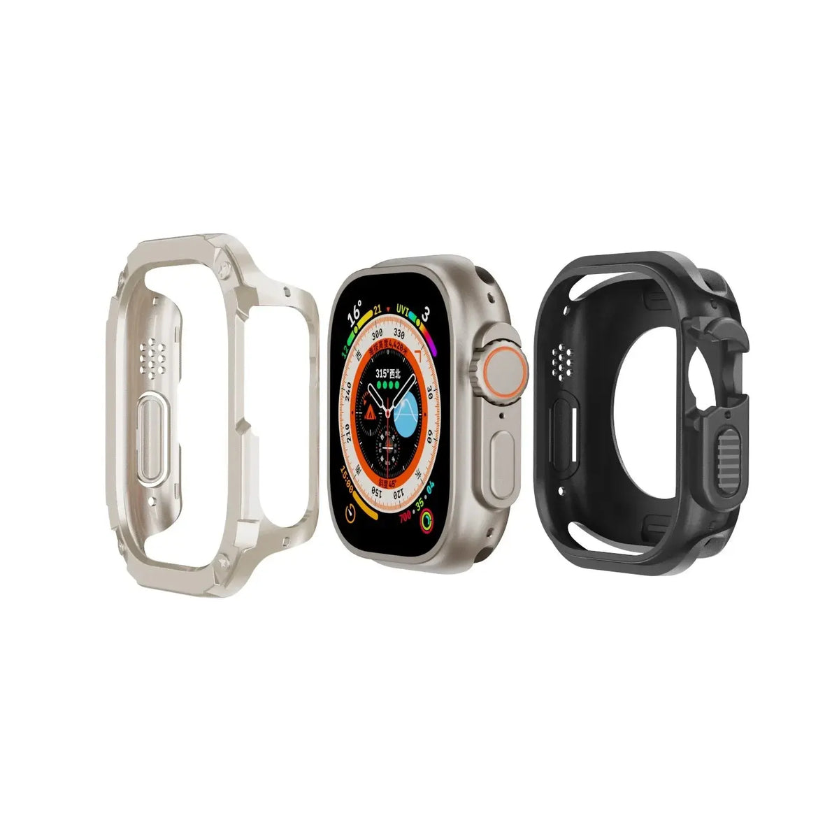 2 in 1 Case for Apple Watch Series 8/7/SE/6/5/4 Ultra 41mm 45mm 40mm 44mm 49mm TPU + PC Shockproof Protector Bumper for iwatch Avontic
