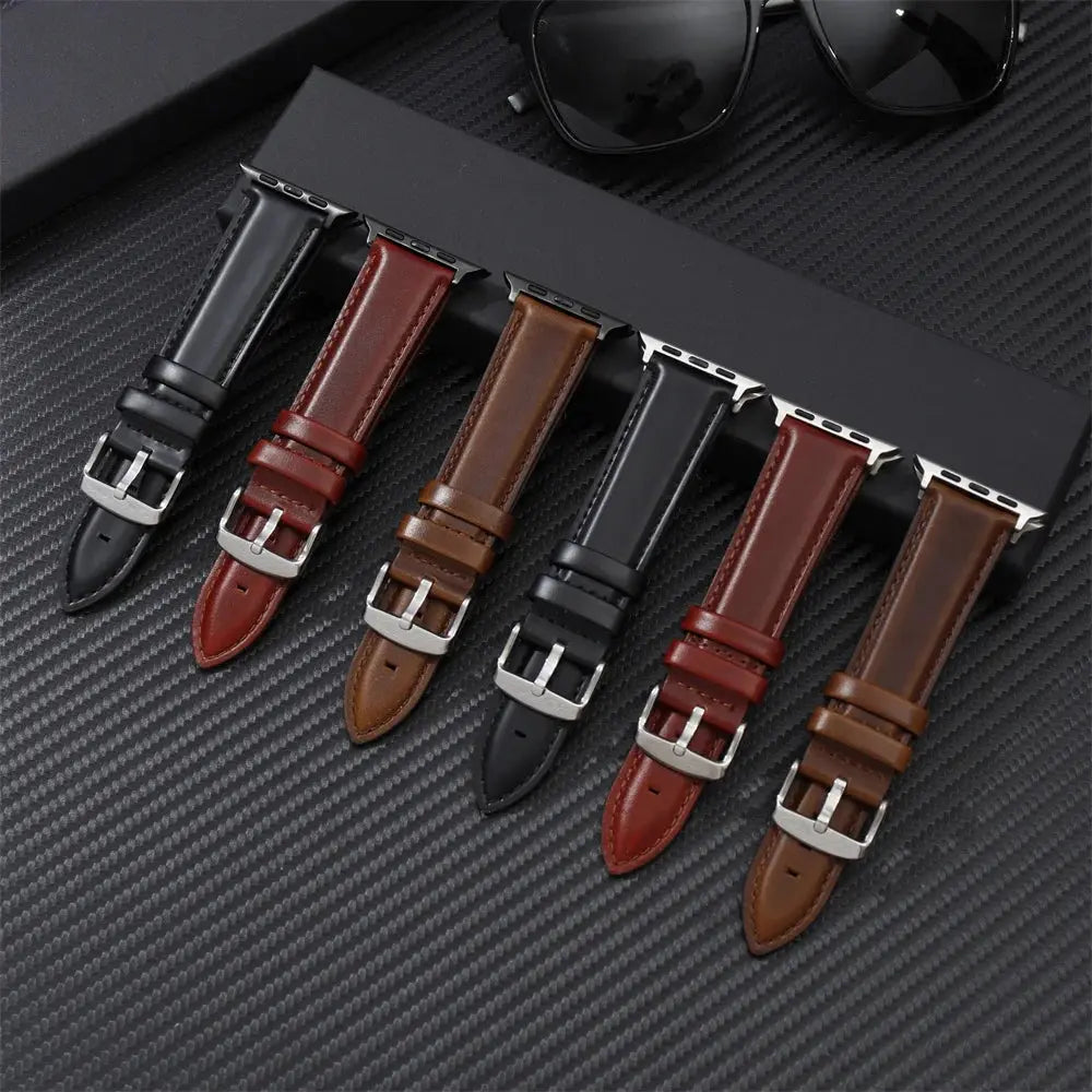 Genuine Leather Straps for Apple Watch 8 7 6 5 4 SE Business Cowhide Watchbands 38/40/41mm 42/44/45mm for iwatch Belts 49mm Avontic