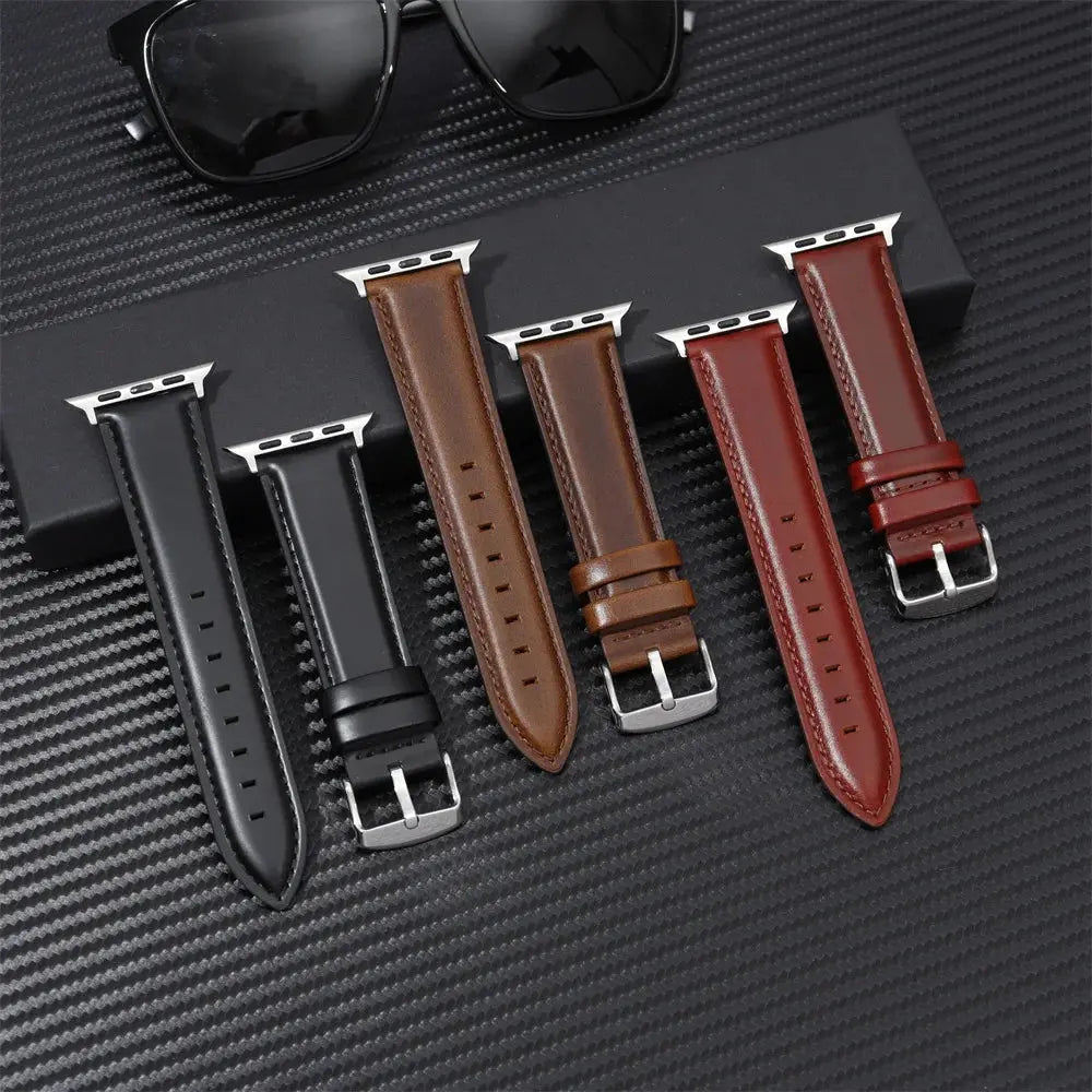 Genuine Leather Straps for Apple Watch 8 7 6 5 4 SE Business Cowhide Watchbands 38/40/41mm 42/44/45mm for iwatch Belts 49mm Avontic