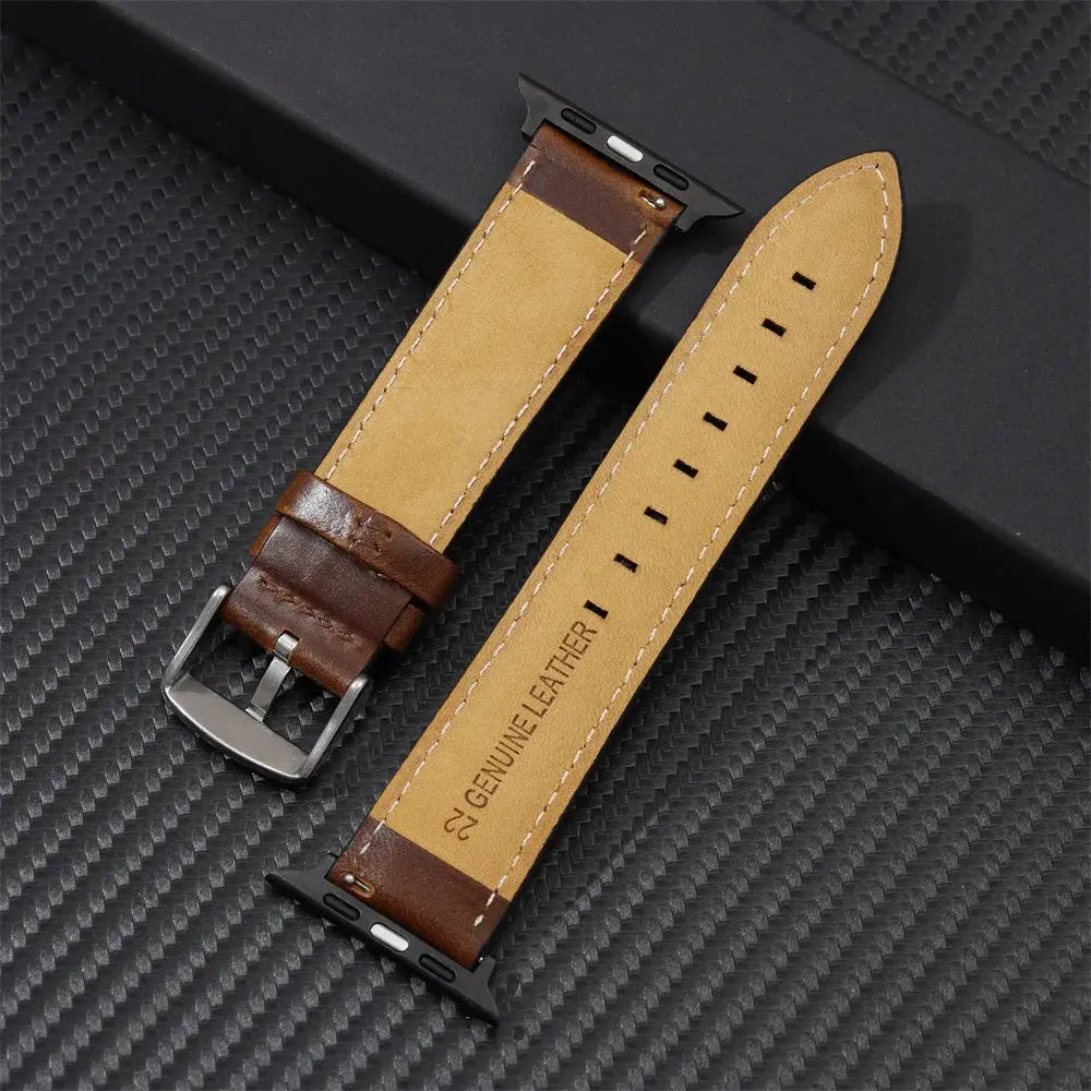 Genuine Leather Straps for Apple Watch 8 7 6 5 4 SE Business Cowhide Watchbands 38/40/41mm 42/44/45mm for iwatch Belts 49mm Avontic