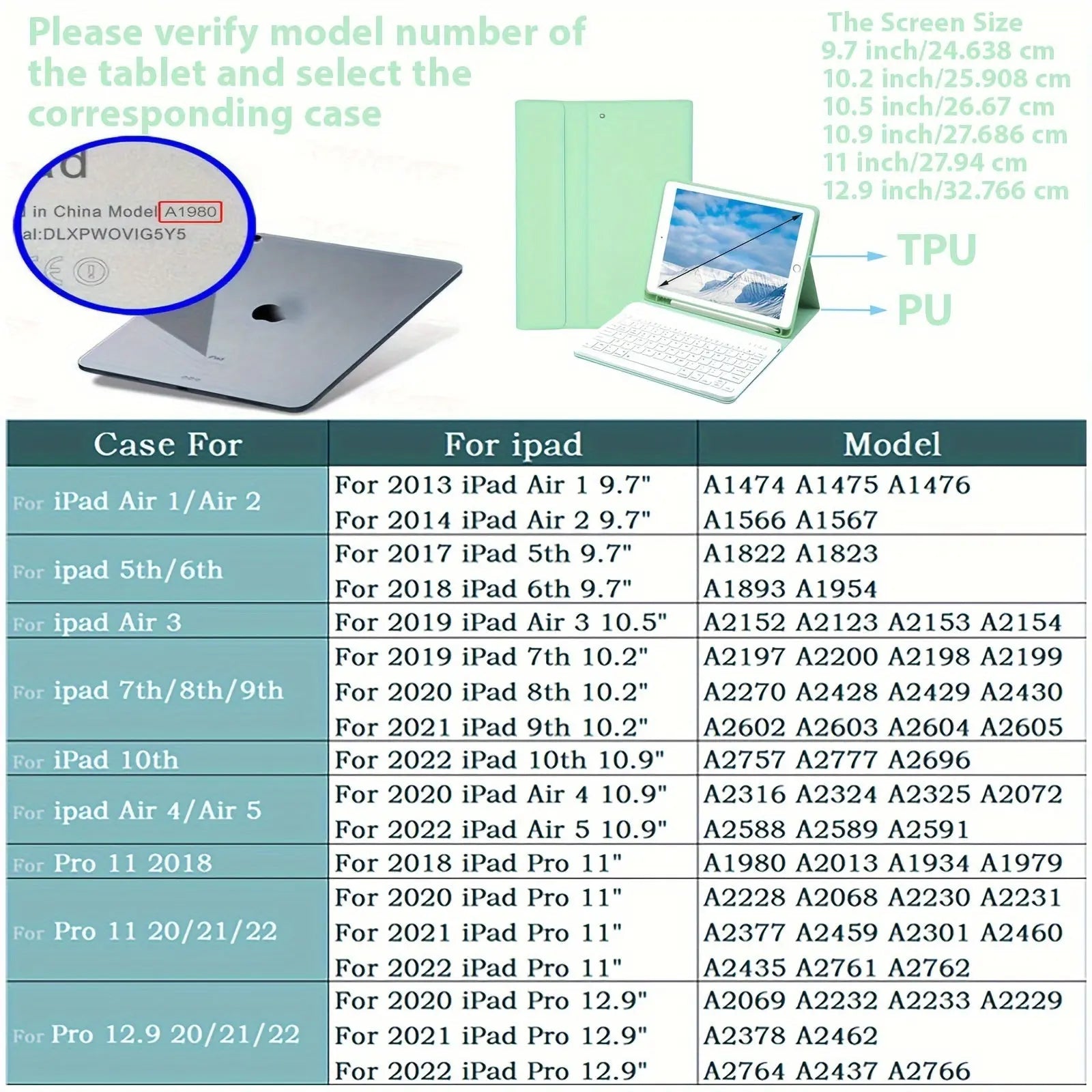 Keyboard Case for iPad Air 1/Air 2/Air 3/Air 4/Air 5 Avontic