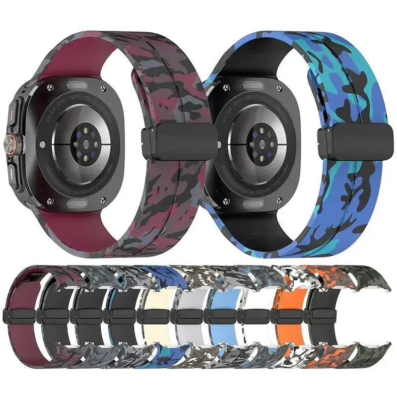 Camouflage Band for Samsung Galaxy Watch Ultra 47mm Silicone Magnetic Bracelet for Galaxy Watch 7 Ultra Replacement Watchband Avontic