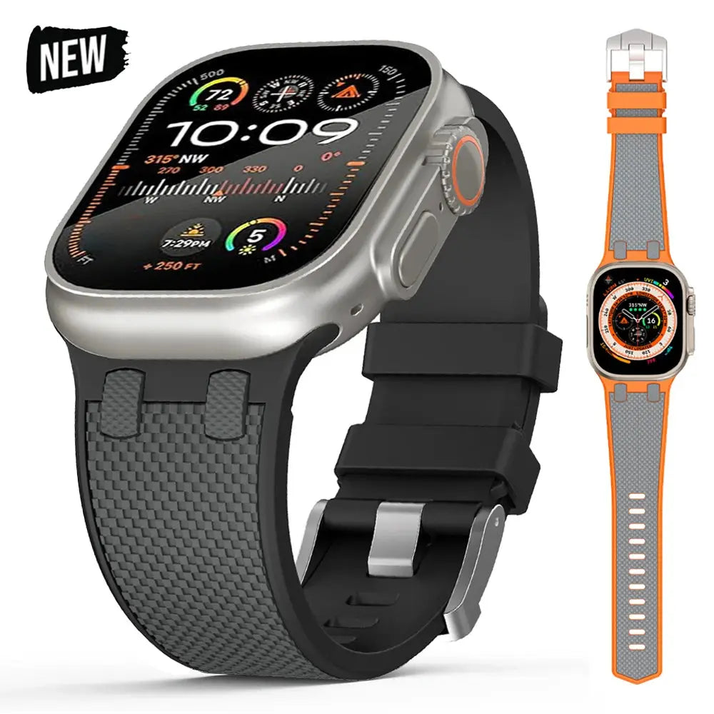 Carbon Fiber Strap for Apple Watch Ultra 2 49mm Silicone Band 45mm 44mm 42mm Men Sport Bracelet For iWatch Series 9 8 7 6 4 5 se Avontic