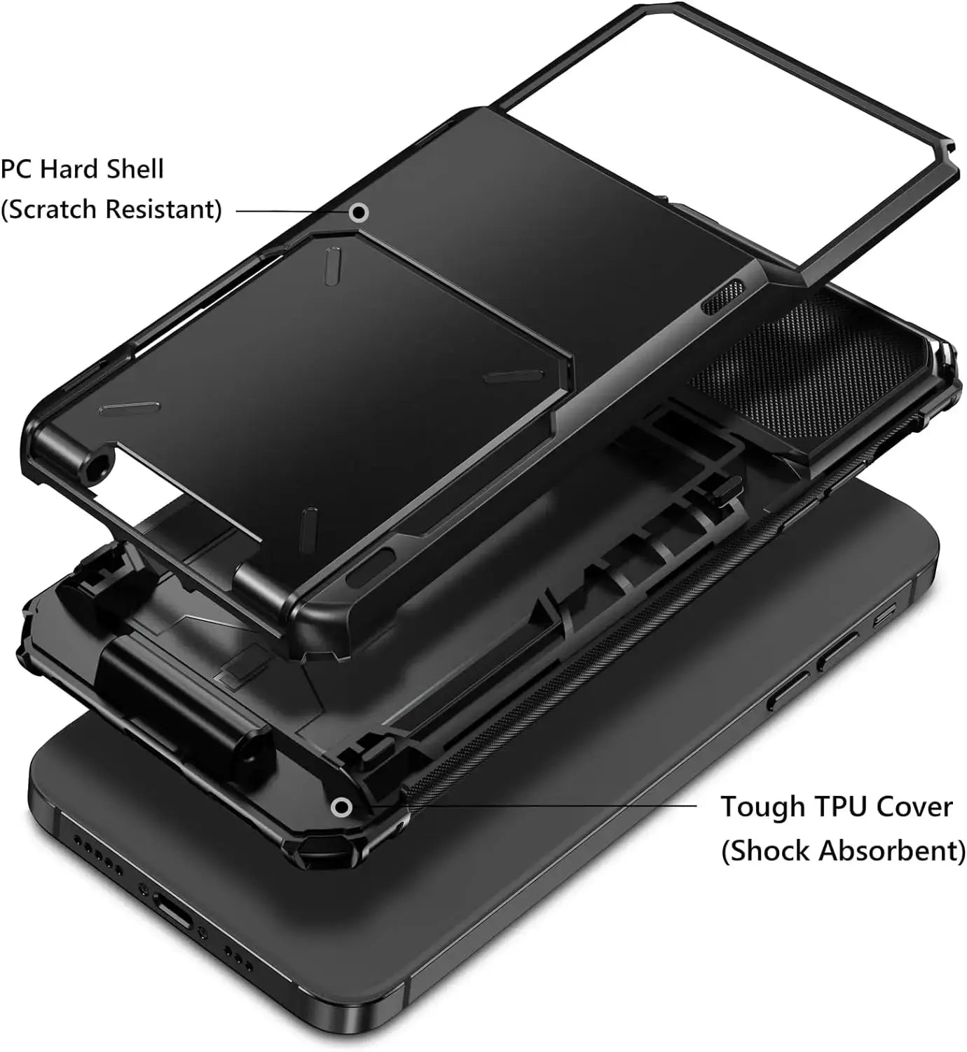 Heavy Duty Card Holder Case with Flip Wallet for iPhone 16, 16 Pro Max & Previous Models – Hidden Slot & Protective Hard Back Cover — product view 11