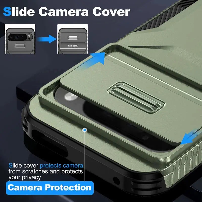 Case For Google Pixel 9 Pro XL Pixel9 Military Grade Antiskid Camera Lens Slide Cover Google Pixel 9 Pro Hard Cases Pixel9 Cover Avontic