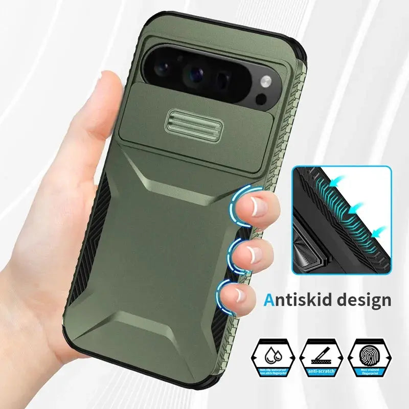 Case For Google Pixel 9 Pro XL Pixel9 Military Grade Antiskid Camera Lens Slide Cover Google Pixel 9 Pro Hard Cases Pixel9 Cover Avontic