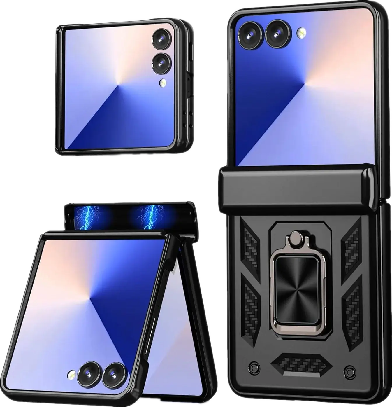 Case For Samsung Galaxy Z Flip 7 5G Z Flip 6 Military Grade Shockproof Heavy Duty Protective Armor Magnetic Kickstand Ring Cover Avontic