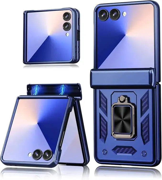 Case For Samsung Galaxy Z Flip 7 5G Z Flip 6 Military Grade Shockproof Heavy Duty Protective Armor Magnetic Kickstand Ring Cover Avontic