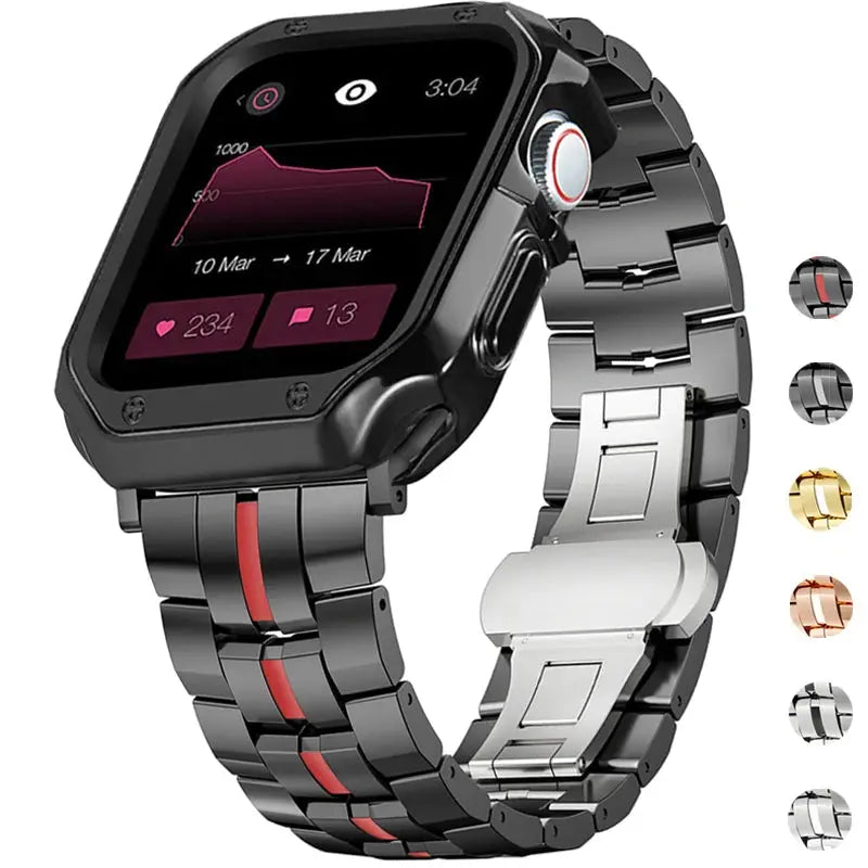 Case+Strap for Apple Watch 49mm Band 45mm 44mm 40mm 41mm 42mm 38mm Steel Metal Bracelet Correa IWatch Series Ultra 8 7 SE 6 5 4 Pinnacle Luxuries