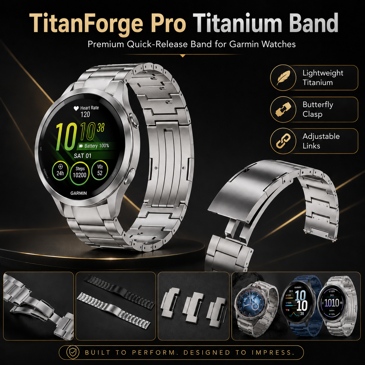 Avontic TitanForge Pro Titanium Quick-Release Band for Garmin Watches – 20mm & 22mm