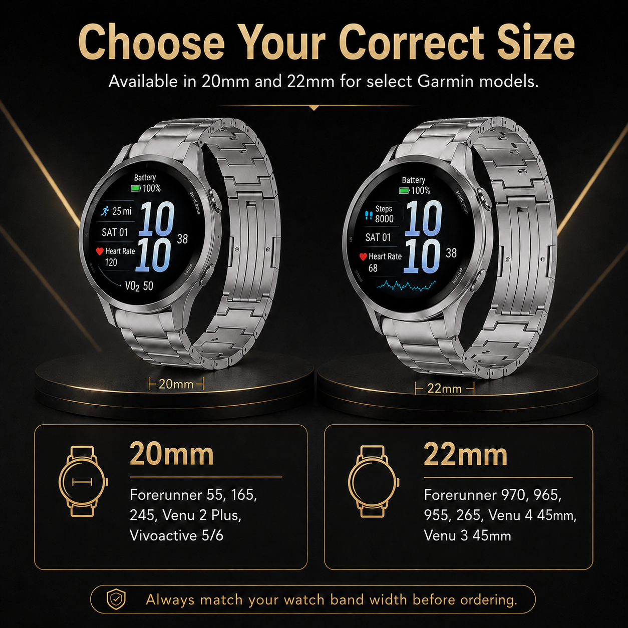 Avontic TitanForge Pro Titanium Quick-Release Band for Garmin Watches – 20mm & 22mm — product view 3