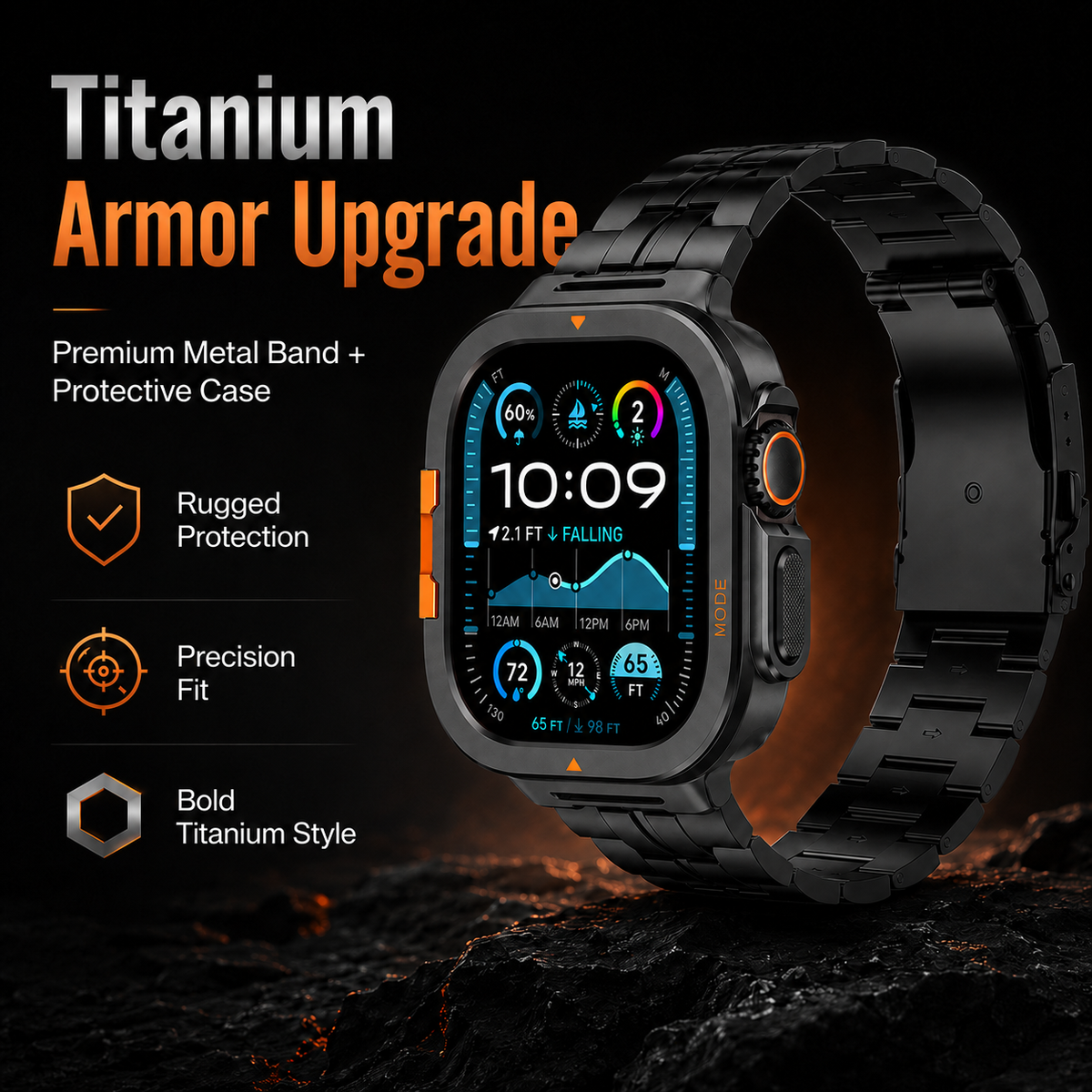 TitanGuard Apex Pro Titanium Armor Band & Case Combo for Apple Watch Ultra 1/2/3 & Series 10/11 46mm