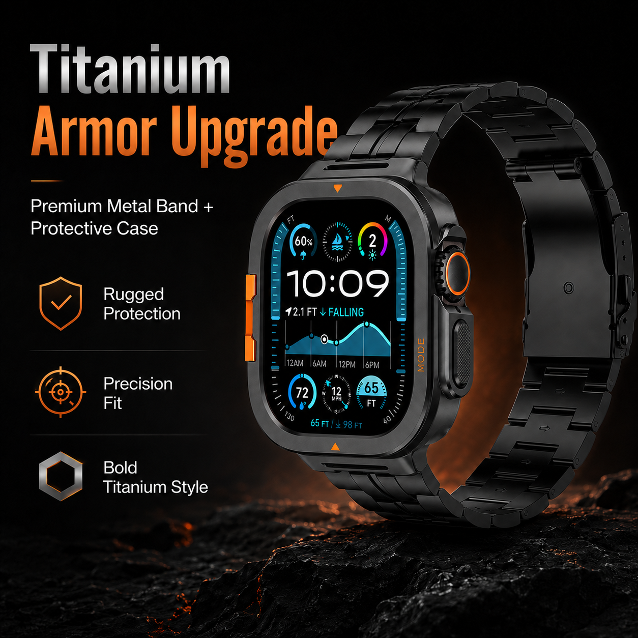 TitanGuard Apex Pro Titanium Armor Band & Case Combo for Apple Watch Ultra 1/2/3 & Series 10/11 46mm