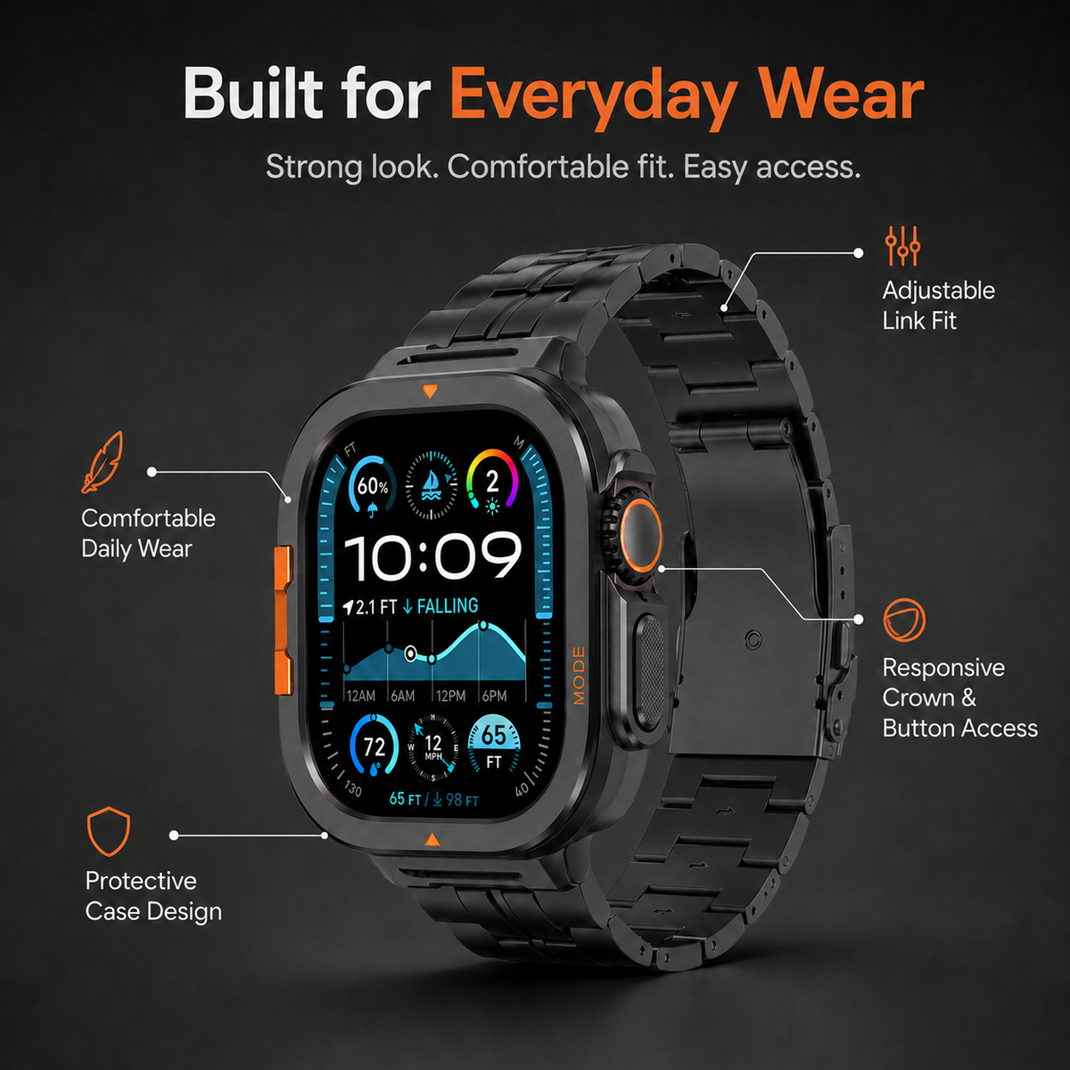 TitanGuard Apex Pro Titanium Armor Band & Case Combo for Apple Watch Ultra 1/2/3 & Series 10/11 46mm