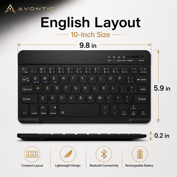 Avontic RhinoKeys Pro Slim Wireless Keyboard for iPad & Tablets