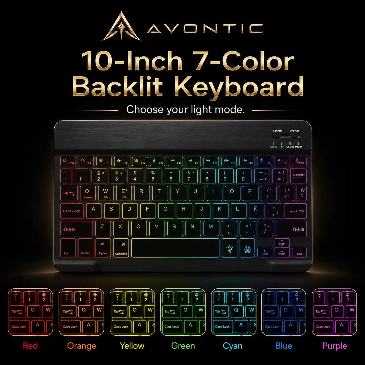 Avontic RhinoKeys Pro Slim Wireless Keyboard for iPad & Tablets