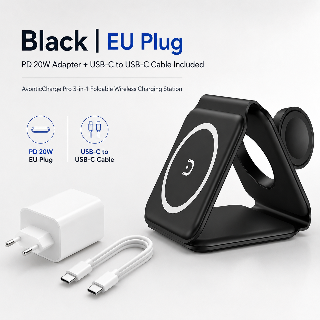 AvonticCharge Pro 3-in-1 Foldable Wireless Charging Station — product view 4
