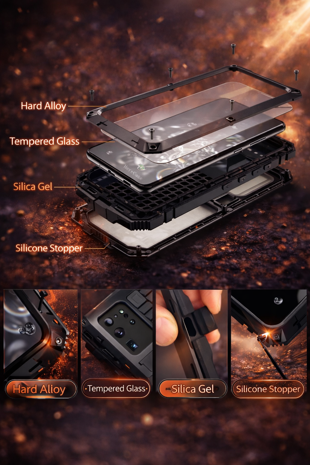 TitanShield Pro Aluminum Defender Case with Built-In Screen Guard & Kickstand – Galaxy S26 Ultra / S26 / S25 / S24 Series