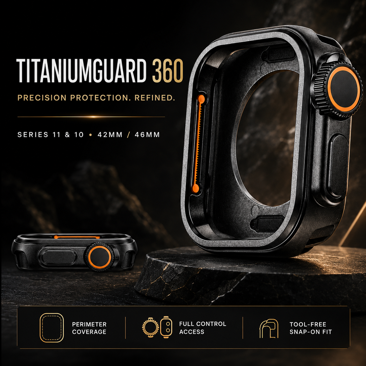 TitaniumGuard 360° Protective Case – Full Cover for Apple Watch Series 11/10 (42mm & 46mm)
