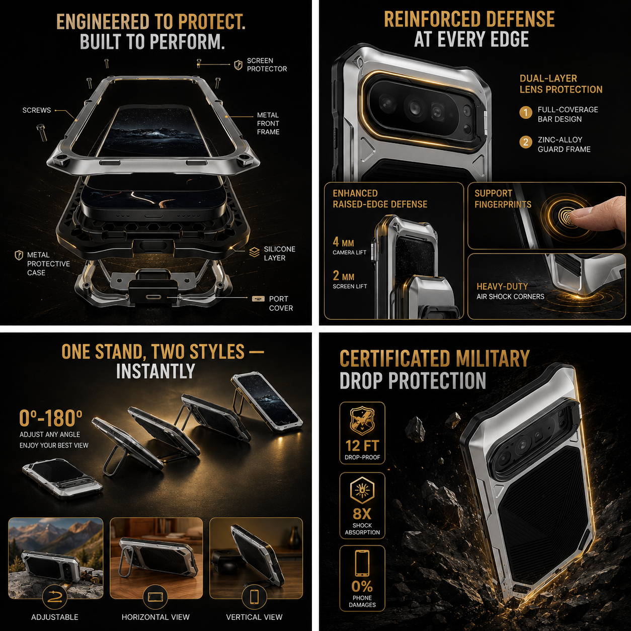 RhinoGuard Vanguard — Google Pixel Metal Case with Built-In Screen Defense — product view 2
