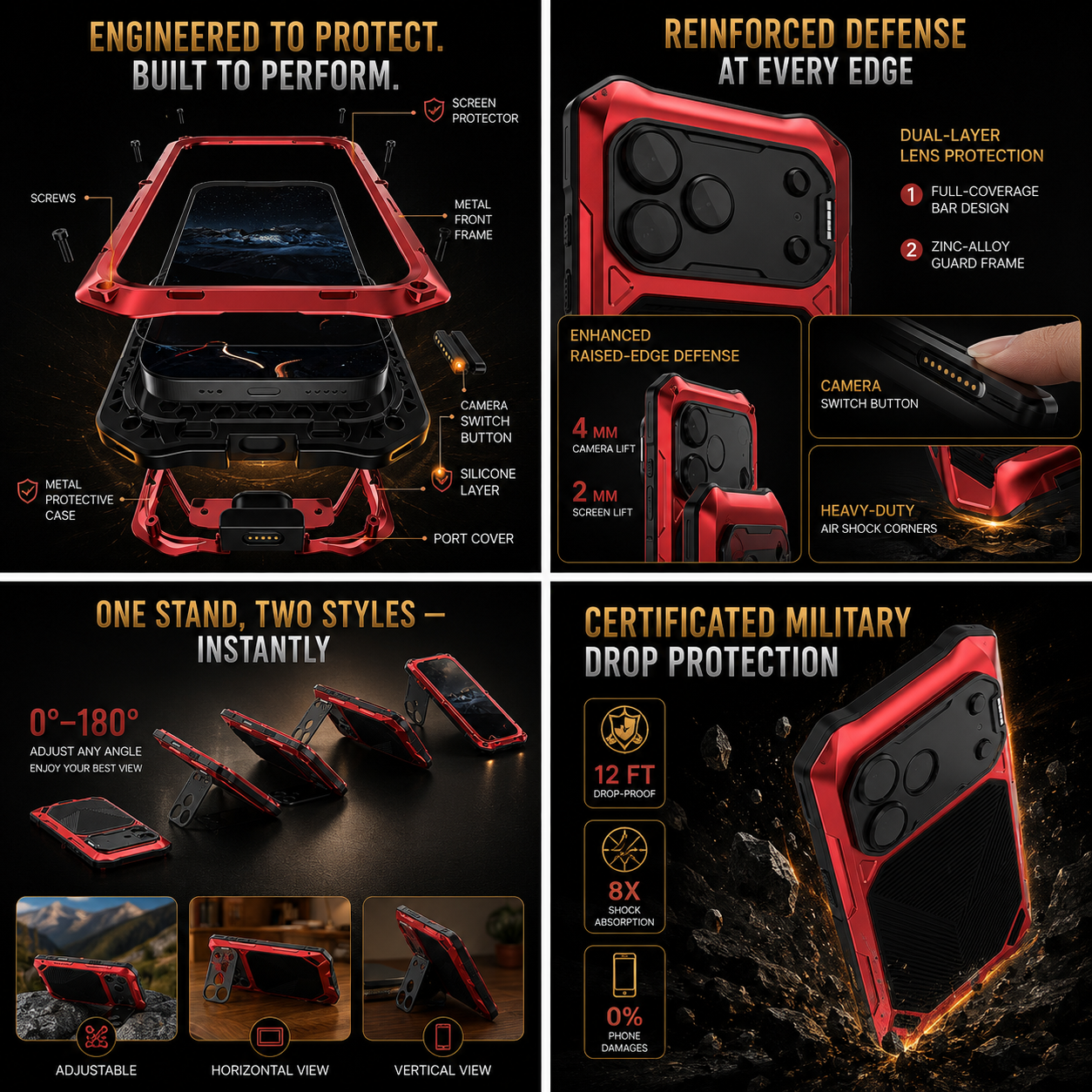 RhinoGuard Regent — iPhone 17 Series & iPhone Air Metal Case with Built-In Screen Defense — product view 2