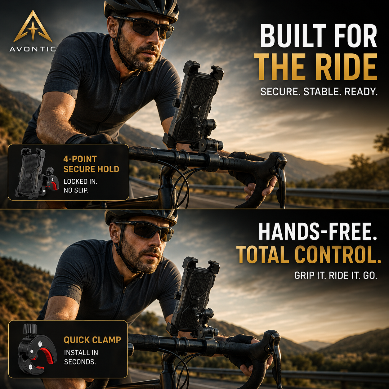 Avontic UltraGrip Bike Motorcycle Phone Mount Holder