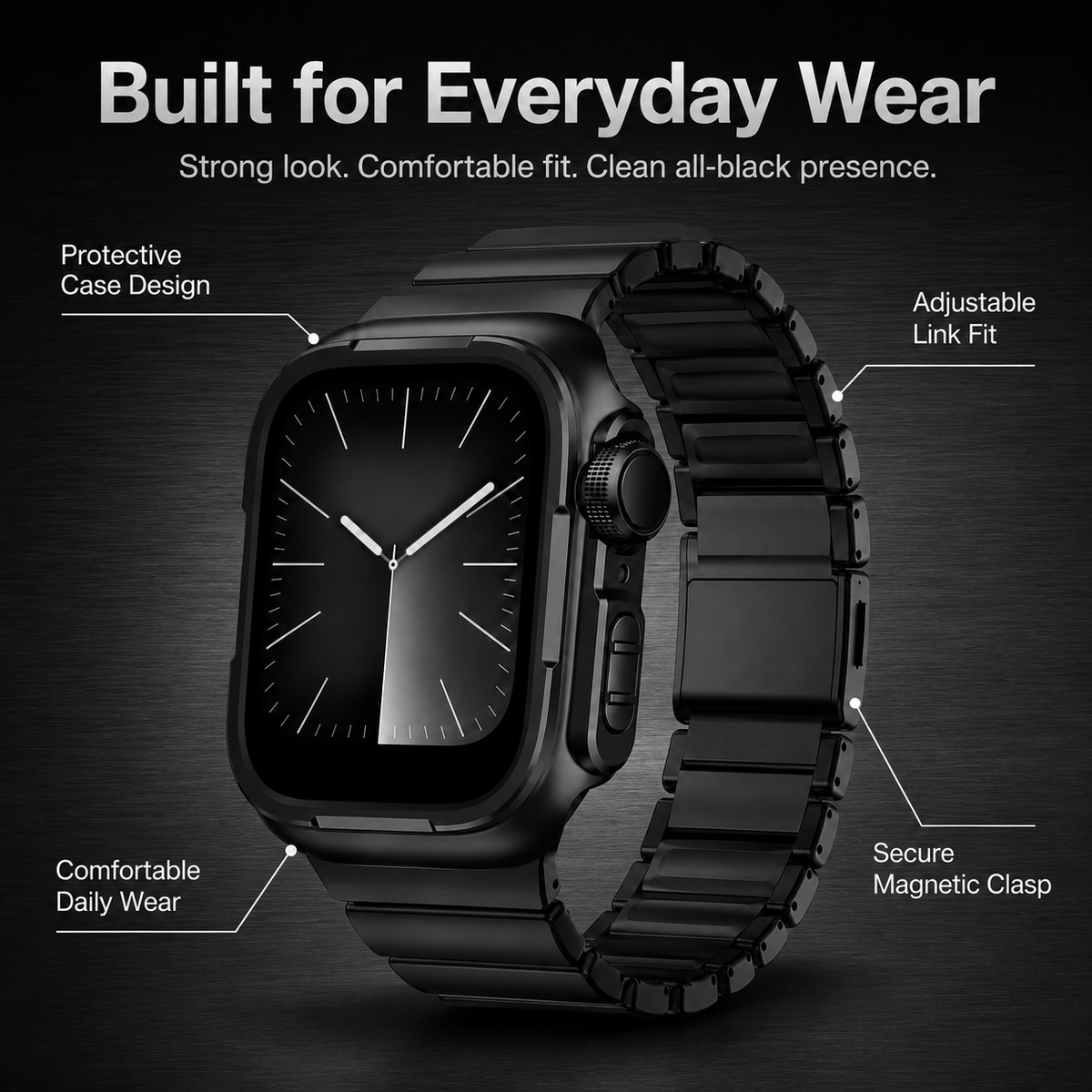 Obsidian Elite Titanium Armor Band & Case Combo for Apple Watch Ultra 1/2/3, Series 10/11 46mm, Series 7/8/9 45mm & Series 4/5/6/SE 44mm