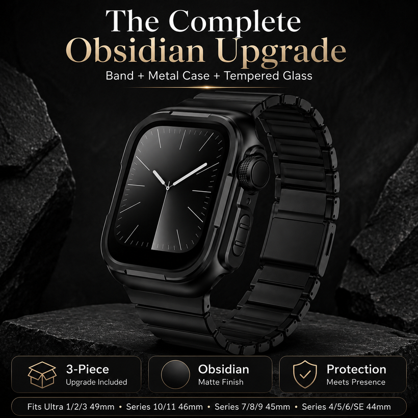 Obsidian Elite Titanium Armor Band & Case Combo for Apple Watch Ultra 1/2/3, Series 10/11 46mm, Series 7/8/9 45mm & Series 4/5/6/SE 44mm