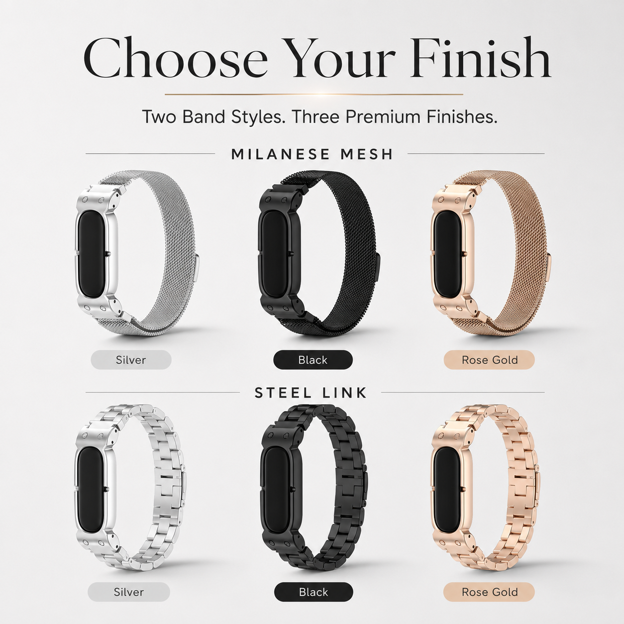Avontic AirForge Elite Stainless Steel Band Case Combo for Fitbit Air Metal Link Band Protective Cover