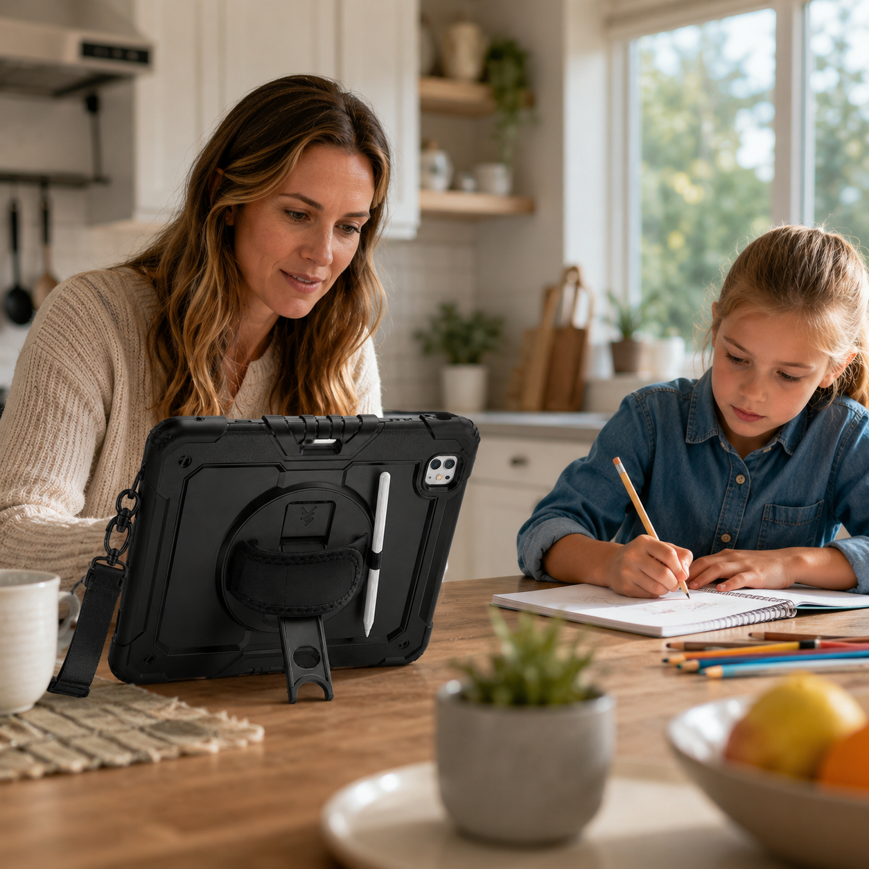 RhinoGuard Pro Rugged iPad Case with Hand Strap, Shoulder Strap & Kickstand