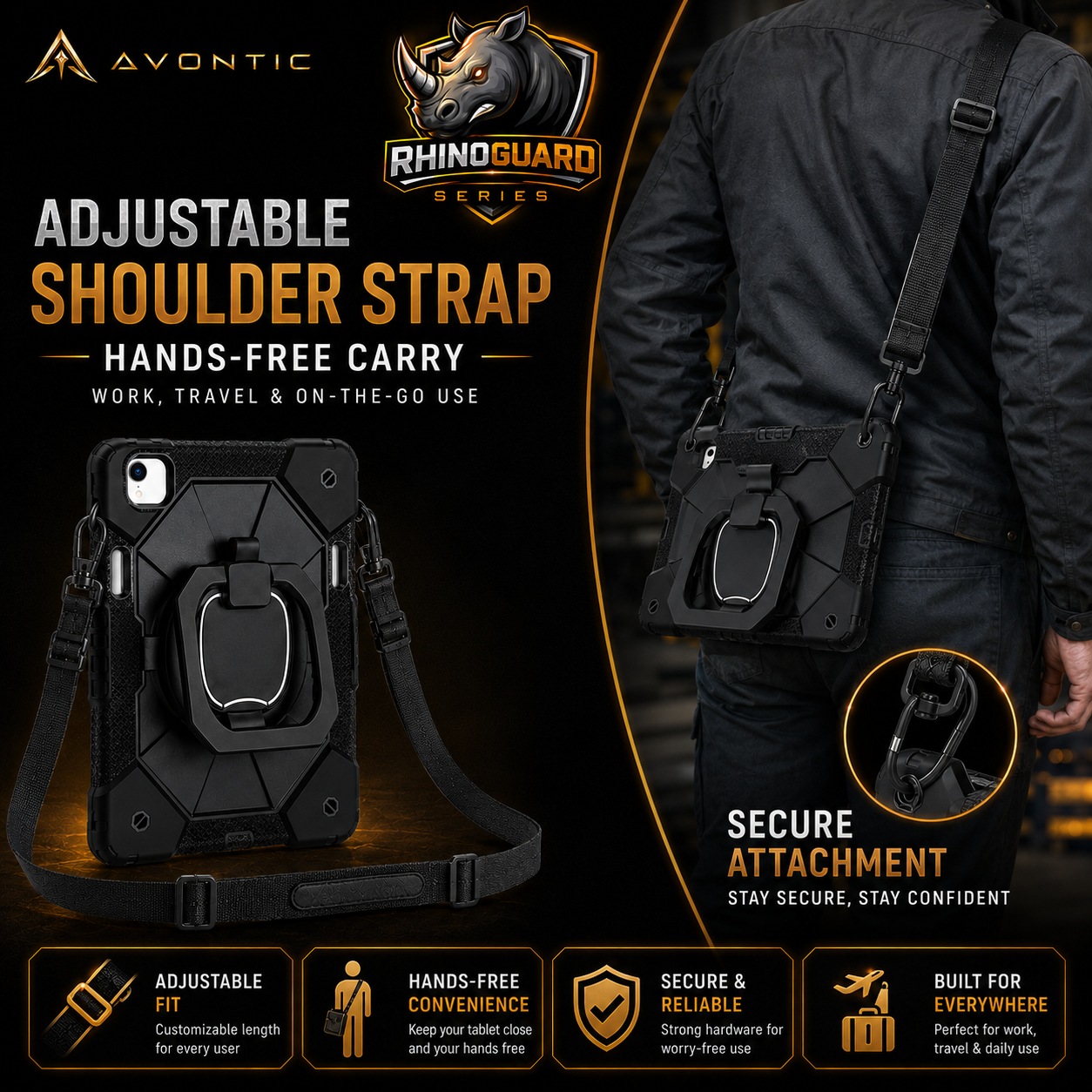 RhinoGuard ArmorPro iPad case showing rugged protective shell and reinforced corners