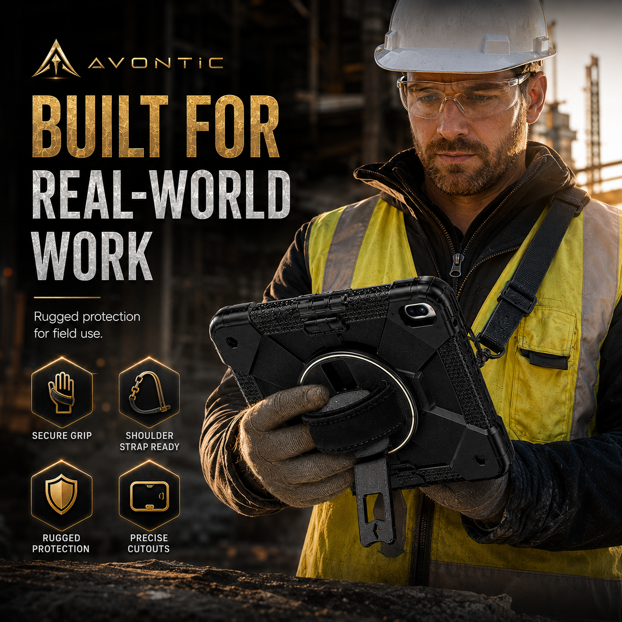 RhinoGuard Sentinel 360 Rugged iPad Case with Kickstand & Hand Strap — product view 4