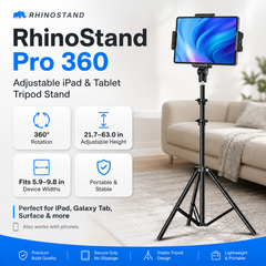RhinoStand Pro 360 Adjustable iPad & Tablet Tripod Stand