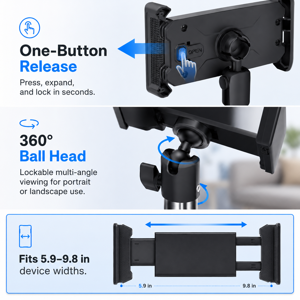 RhinoStand Pro 360 Adjustable iPad & Tablet Tripod Stand