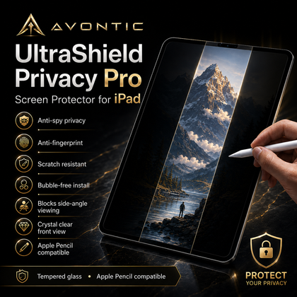 UltraShield Privacy Pro Tempered Glass Screen Protector for iPad