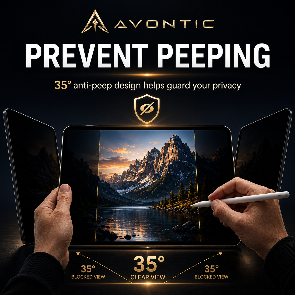 UltraShield Privacy Pro Tempered Glass Screen Protector for iPad — product view 3