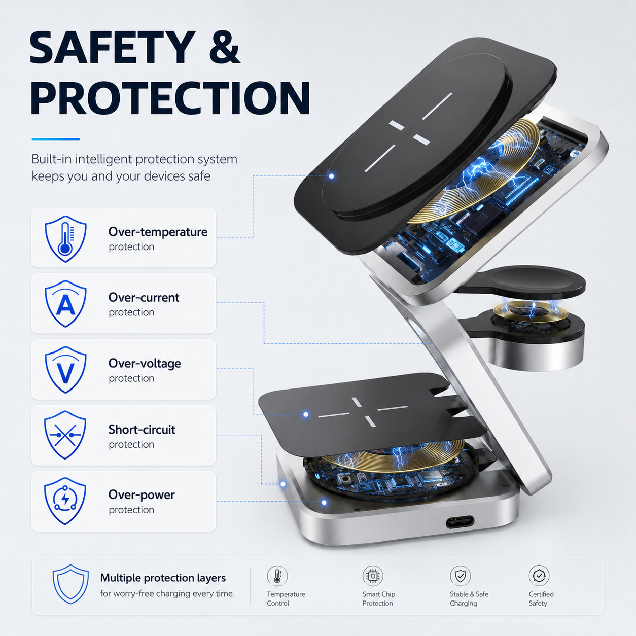 AvonticCharge Foldable Trio Wireless Charging Station