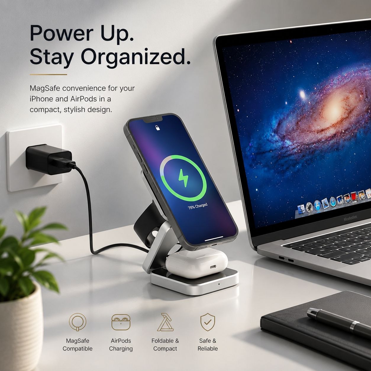 AvonticCharge Foldable Trio Wireless Charging Station