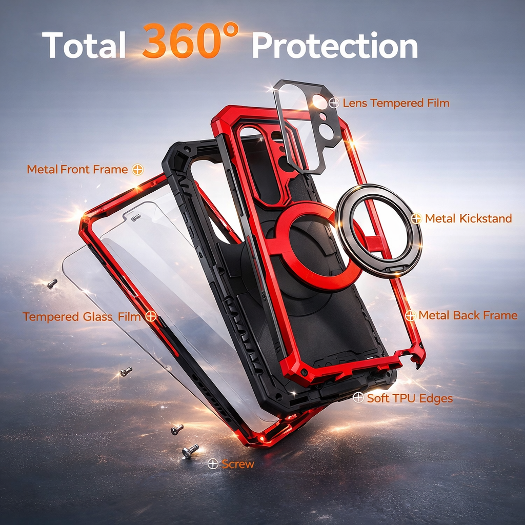 Rugged Aluminum Ring Case for Samsung Galaxy S26 Ultra – 360° Rotating Stand & Military-Grade Protection — product view 4