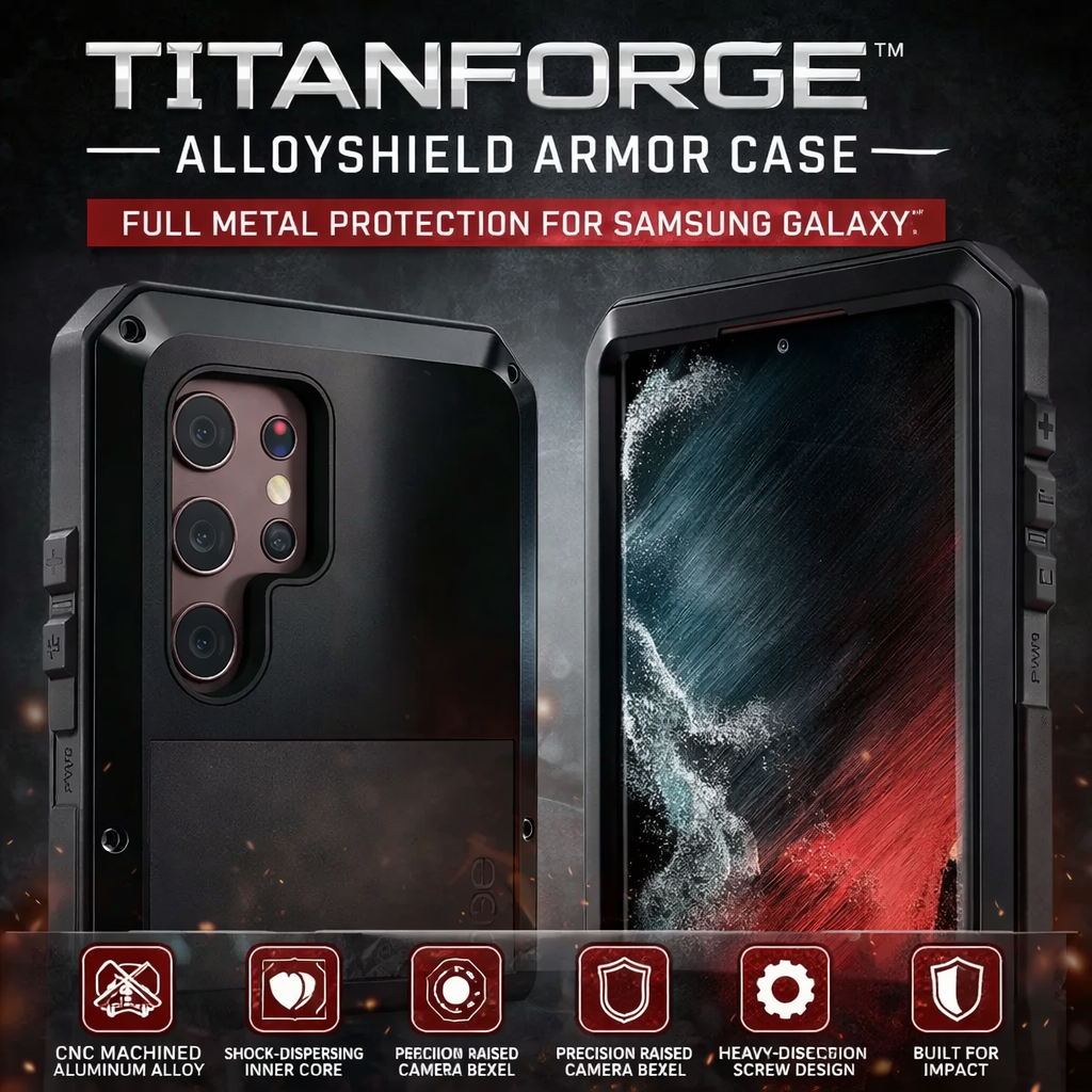 TitanForge AlloyShield Series – Full Metal Armor Case for Samsung Galaxy S Series