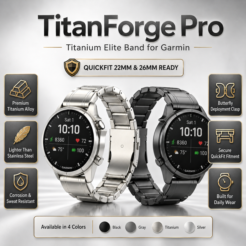 TitanForge Pro Titanium Elite Band for Garmin