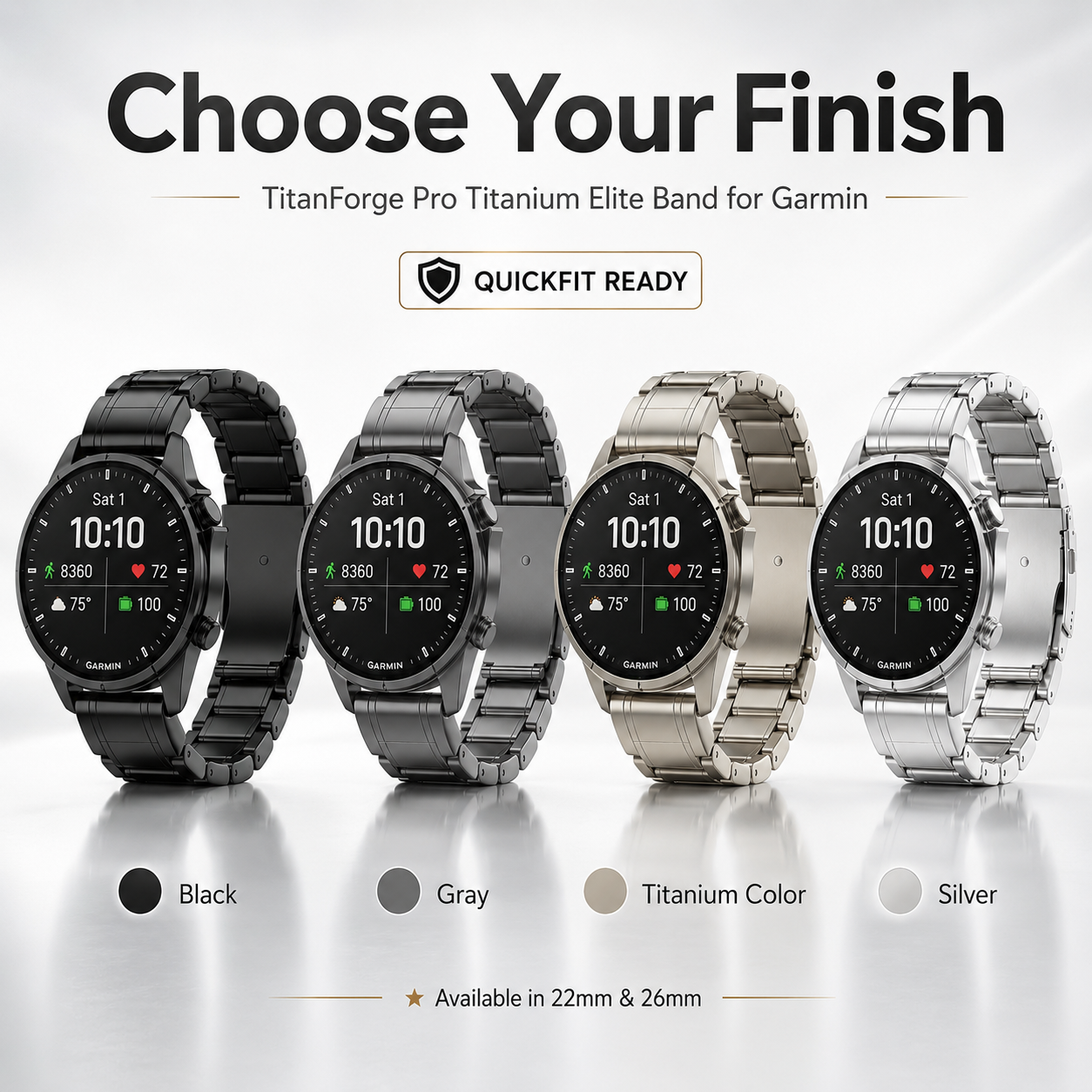 TitanForge Pro Titanium Elite Band for Garmin