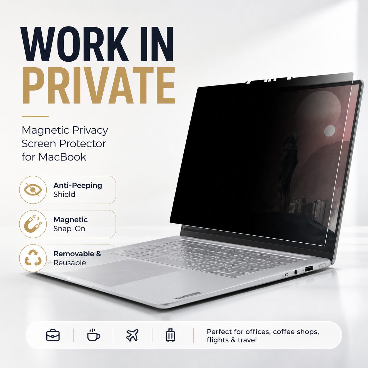 Avontic PrivacyShield Pro Magnetic Privacy Screen Protector for MacBook