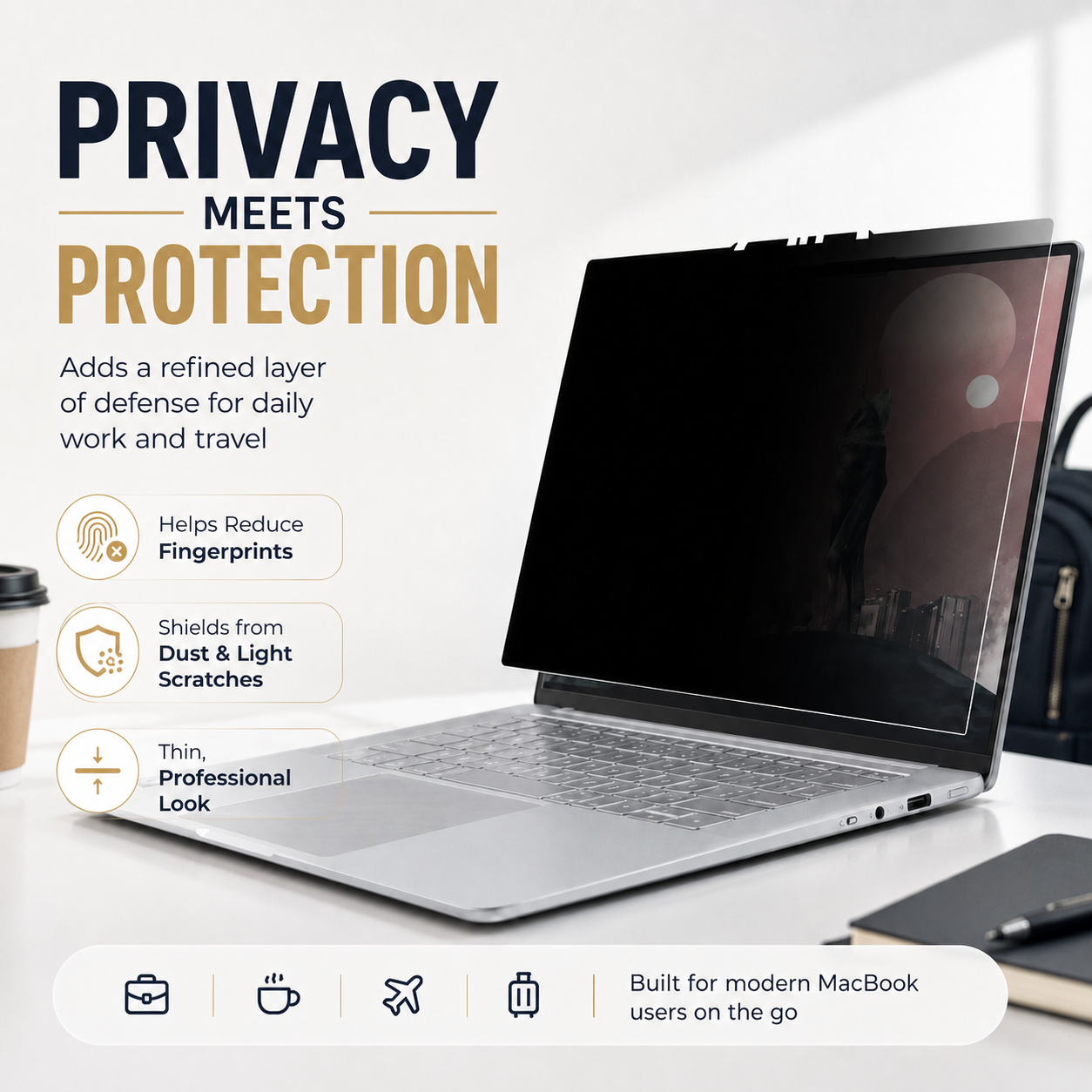 Avontic PrivacyShield Pro Magnetic Privacy Screen Protector for MacBook