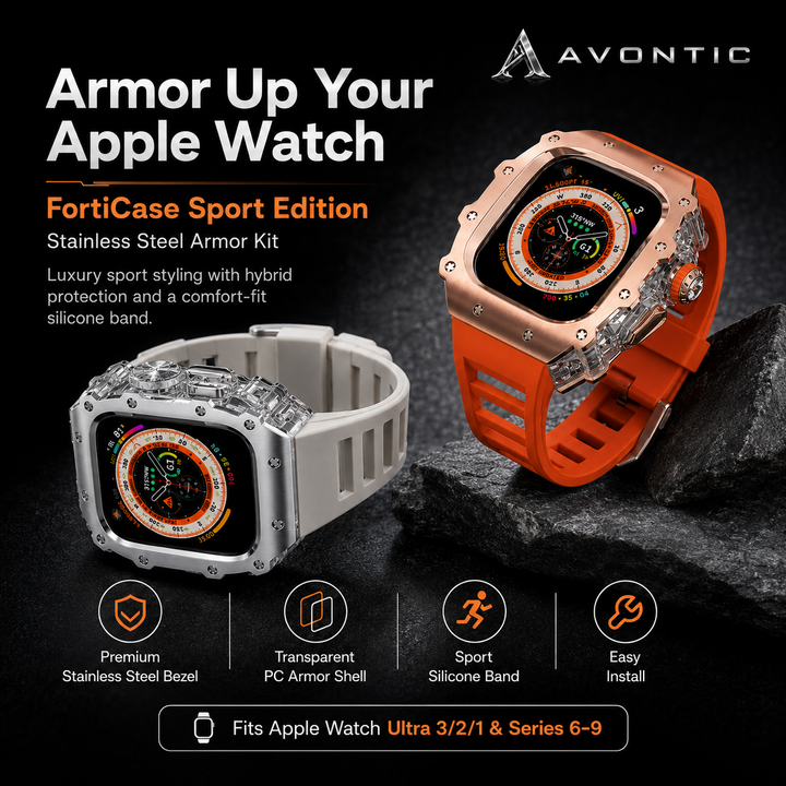 FortiCase Sport Edition — Stainless Steel Armor Kit for Apple Watch Ultra 3, 2 & 1 & Series 6–9