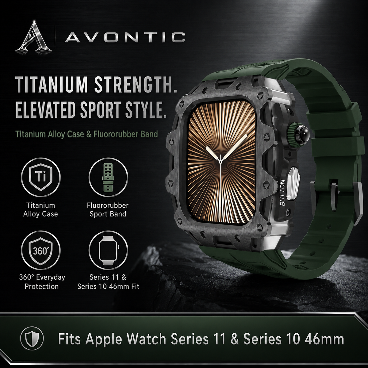 Titanium Alloy Case & Fluororubber Band for Apple Watch Series 11 & 10 (46mm)