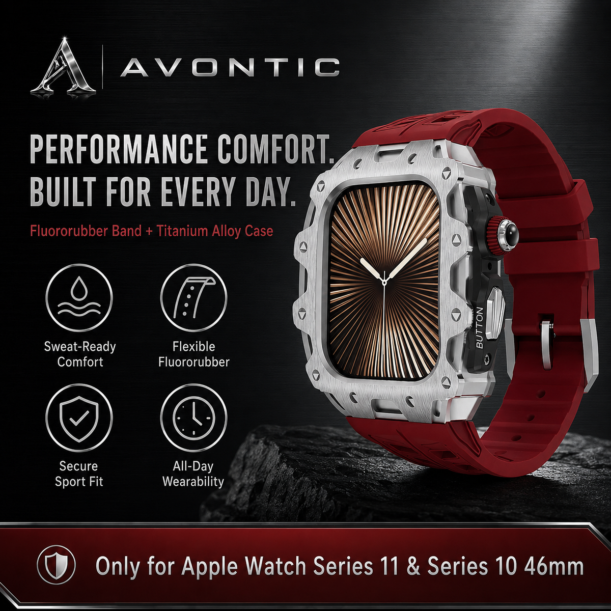 Titanium Alloy Case & Fluororubber Band for Apple Watch Series 11 & 10 (46mm)