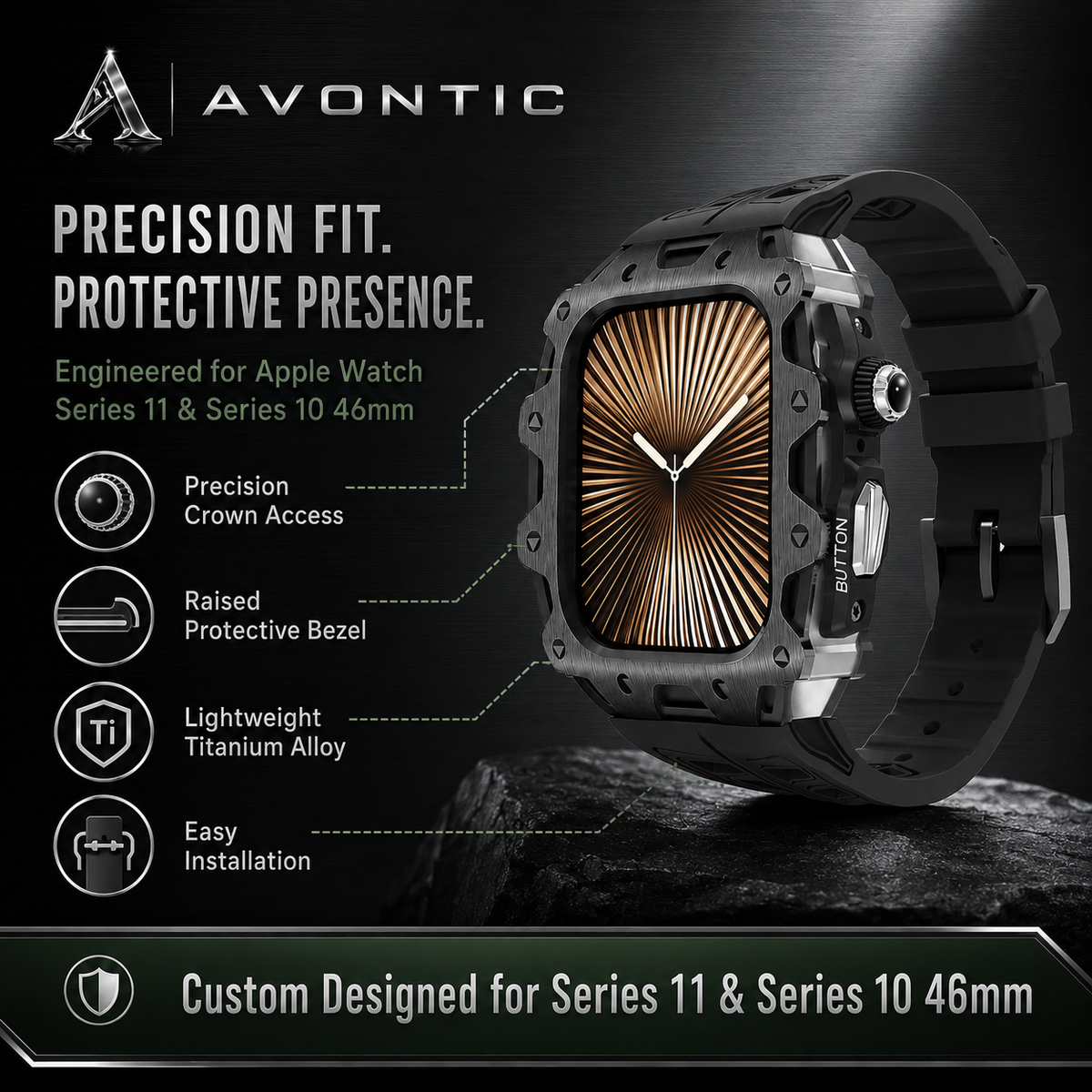 Titanium Alloy Case & Fluororubber Band for Apple Watch Series 11 & 10 (46mm)