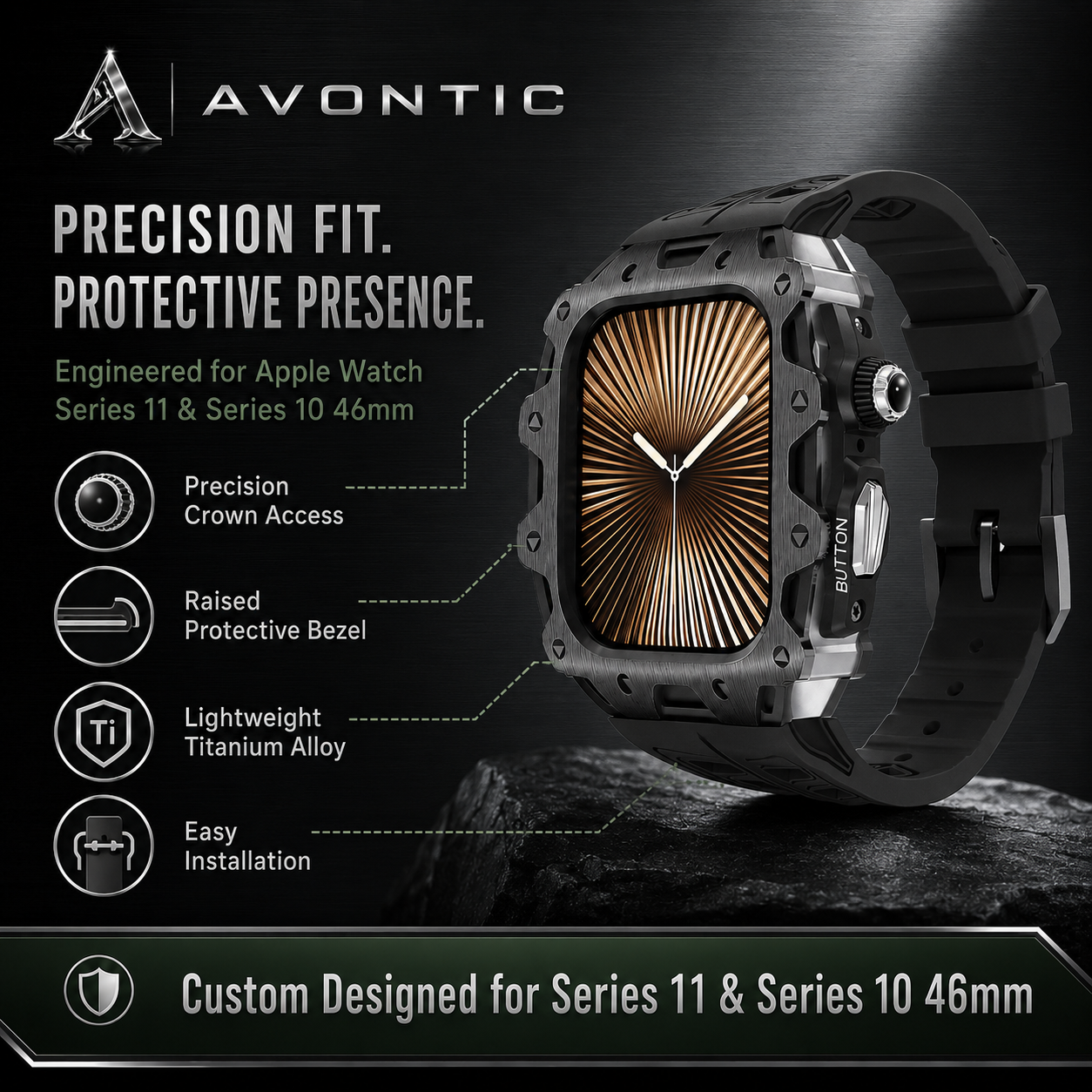 Titanium Alloy Case & Fluororubber Band for Apple Watch Series 11 & 10 (46mm) — product view 3